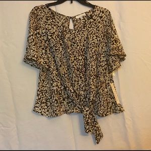 June & Hudson Peplum Tie Front Top Size XL